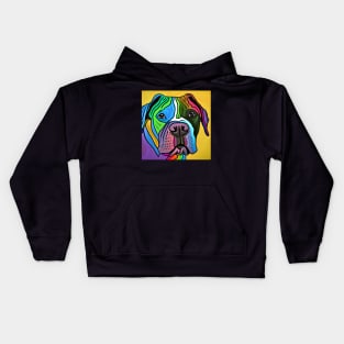 Pitbull Dog Rainbow Painting Kids Hoodie